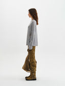 MATIN SLEEVE GRAPHIC SHEER KNIT PULLOVER IN GREY