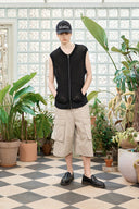 TWO TONE MESH KNIT VEST FOR MEN IN BLACK image 9
