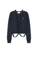 STRING DETAIL KNIT CARDIGAN IN DARK NAVY image 1