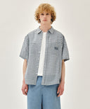 M CHECK HALF SLEEVE SHIRT IN IVORY image 19