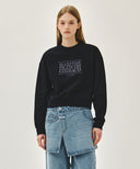 W CLASSIC LOGO CROP SWEATSHIRT IN NAVY image 11