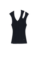 CUT OUT SLEEVELESS KNIT TOP IN DARK NAVY image 10