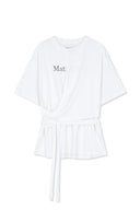 TIE DETAIL DRAPED LOGO TOP IN WHITE image 1
