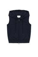 BACK LOGO JERSEY HOOD VEST IN NAVY image 12