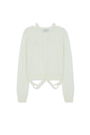 STRING DETAIL KNIT CARDIGAN IN CREAM image 2