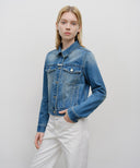 W DENIM TRUCKER JACKET IN BLUE image 12