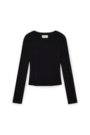 SNAP DETAIL SLIM TOP IN BLACK image 2