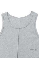 SMALL LOGO PINTUCK SLEEVELESS TOP FOR MEN IN GRAY image 3