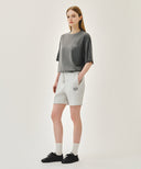 CLASSIC LOGO SWEAT SHORTS IN LIGHT HEATHER GREY image 4