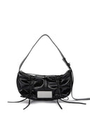 HALF SHIRRING RIBBON ROUND BAG IN CHARCOAL GREY image 8