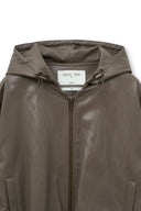 FAUX LEATHER HOODY CROP JUMPER IN BROWN image 4
