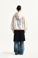 VINTAGE WASHED GRAFFITI HOODY ZIP UP IN BEIGE image 19