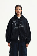 VINTAGE WASHED GRAFFITI HOODY ZIP UP IN BLACK image 13