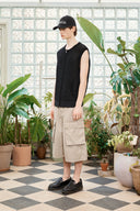 TWO TONE MESH KNIT VEST FOR MEN IN BLACK image 7