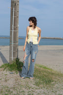 LAYERED BUTTON HALTER NECK TOP IN LIGHT YELLOW image 8