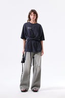 TIE DETAIL DRAPED LOGO TOP IN CHARCOAL GREY image 9