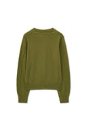 CASHMERE BLENDED ROUND KNIT PULLOVER IN OLIVE image 2