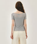 W SMALL CLASSIC LOGO SLEEVELESS LAYERED TEE IN LIGHT GRAY