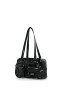 DOUBLE POCKET BRICK SHOULDER BAG IN BLACK image 8