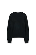 CASHMERE BLENDED ROUND KNIT PULLOVER IN BLACK image 2