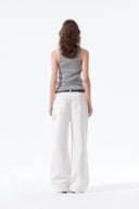 DESTROYED COLOR DYEING DENIM PANTS IN WHITE image 8