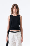 HEM TIE DETAIL SLEEVELESS TOP IN BLACK image 17
