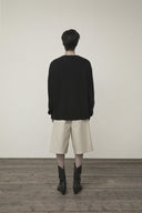 CASHMERE BLENDED ROUND KNIT CARDIGAN IN BLACK image 6
