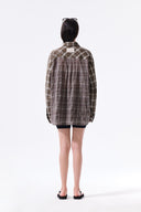 MIXED CHECK OVER FIT SHIRT IN BROWN image 20