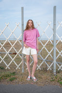 CUT LINE POINT DENIM SHORTS IN WHITE image 8