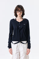 STRING DETAIL KNIT CARDIGAN IN DARK NAVY image 17