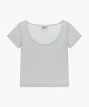 W SMALL CLASSIC LOGO SLEEVELESS LAYERED TEE IN LIGHT GRAY