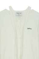 STRING DETAIL KNIT CARDIGAN IN CREAM image 3