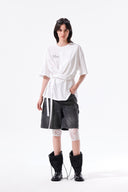 TIE DETAIL DRAPED LOGO TOP IN WHITE image 20
