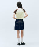 W STRAIGHT DENIM MINI SKIRT IN DARK BLUE