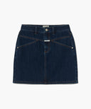 W STRAIGHT DENIM MINI SKIRT IN DARK BLUE