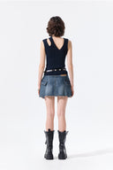 CARGO MINI DENIM SKORT IN BLUE image 8