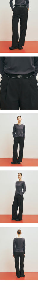 MARITHE SPORT W PIN-TUCK WIDE PANTS IN BLACK image 7