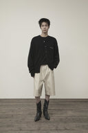 CASHMERE BLENDED ROUND KNIT CARDIGAN IN BLACK image 8