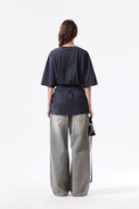 TIE DETAIL DRAPED LOGO TOP IN CHARCOAL GREY image 19