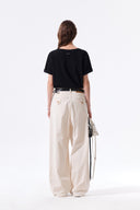STUD POINT COLOR DENIM PANTS IN CREAM image 8