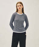 W RINGER STRIPE LONG SLEEVE TEE IN NAVY image 11