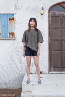 STITCH POINT DENIM SHORTS IN BLACK image 15