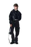 MATIN CROP HOODY COATING JUMPER IN BLACK image 8