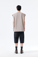 RAW EDGE CUT OUT SLEEVELESS TOP FOR MEN IN BEIGE image 19