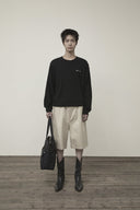 CASHMERE BLENDED ROUND KNIT PULLOVER IN BLACK image 5