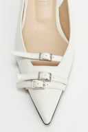 BUCKLE STILETTO SLING BACK HEELS IN IVORY image 8
