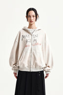 VINTAGE WASHED GRAFFITI HOODY ZIP UP IN BEIGE image 13