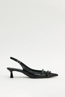 BUCKLE STILETTO SLING BACK HEELS IN BLACK image 1