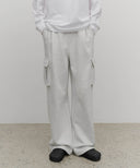 CLASSIC LOGO ONE TUCK CARGO SWEAT PANTS IN LIGHT HEATHER GREY image 1
