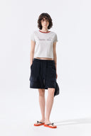 TONAL RIB LOGO CROP TOP IN CHARCOAL GREY image 9